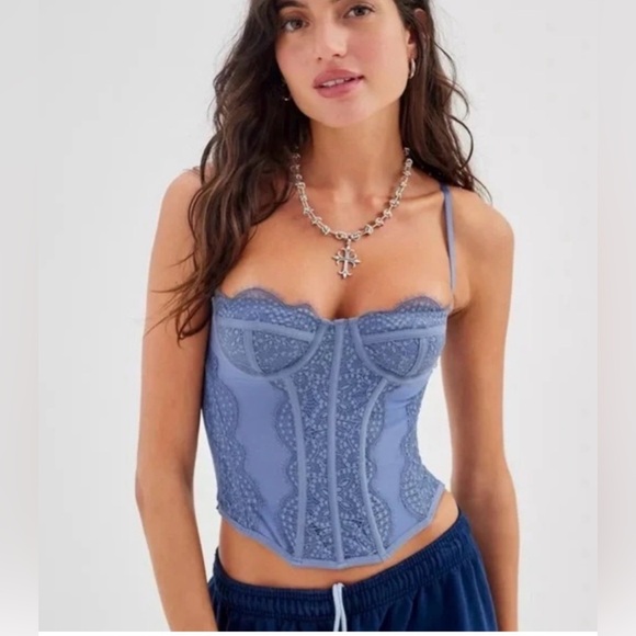 Urban Outfitters Other - Urban Outfitters Out From Under Modern Love Corset Slate Blue Medium